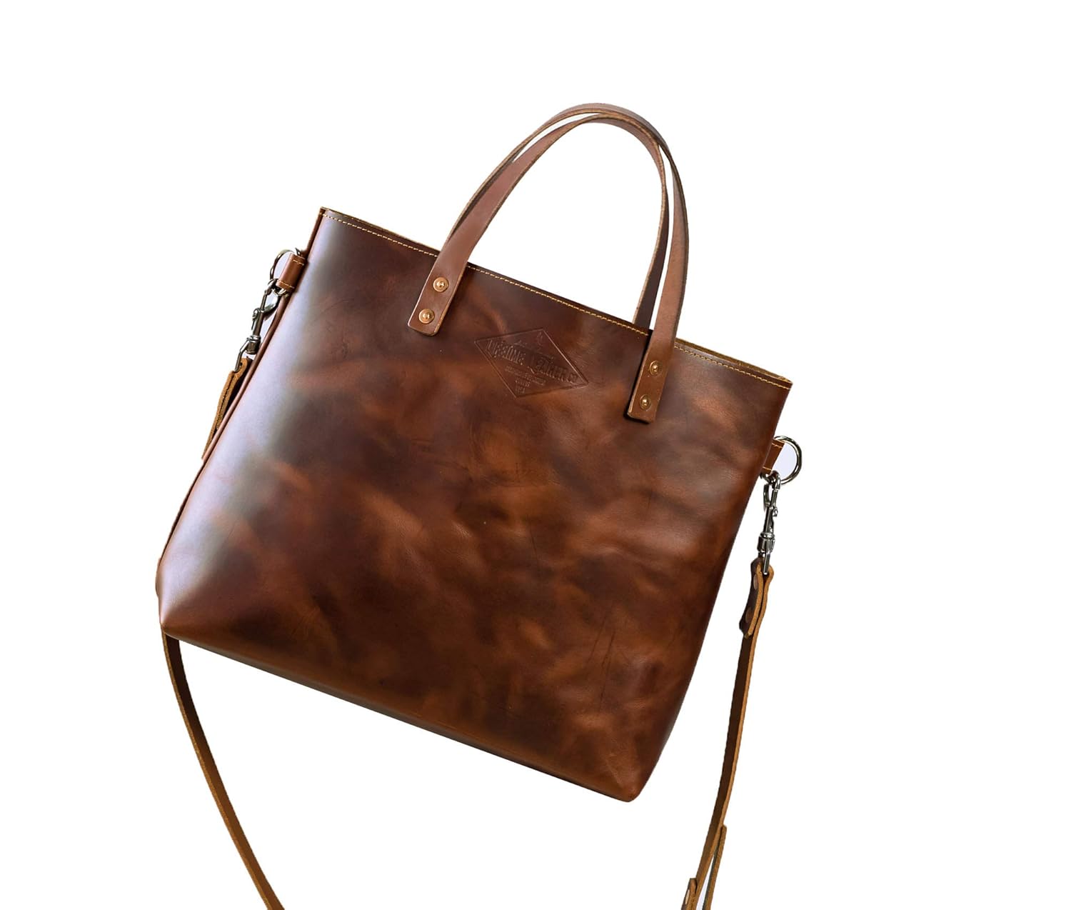 full grain leather tote bag
