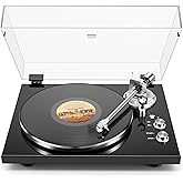 Belt Drive Turntable for Vinyl Record Player,Work with Bluetooth Speakers or Active Speaker,Built-in Phono Pre-amp,USB Digital Output,Magnetic Cartridge, 33/45 RPM,High-Gloss Wood Design