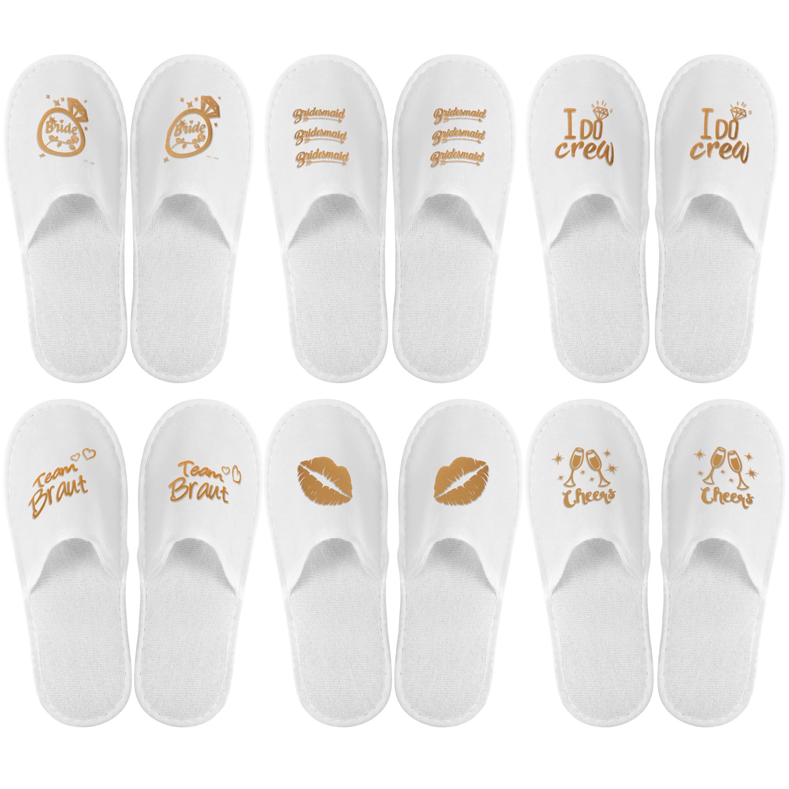 Photo 1 of Velmitten 12 Pairs Disposable Wedding Slippers Disposable Hotel Slippers for Guests Bride Bridesmaid Gifts for Travel Spa Home Bridal Shower Women Closed Toe (US Men Size 10,Women 11)