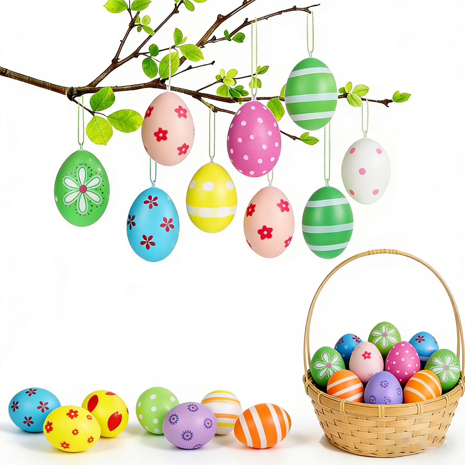 Hanwin Plastice Easter Eggs Decorations for Tree, Outdoor (3 * 4CM 24PCS)