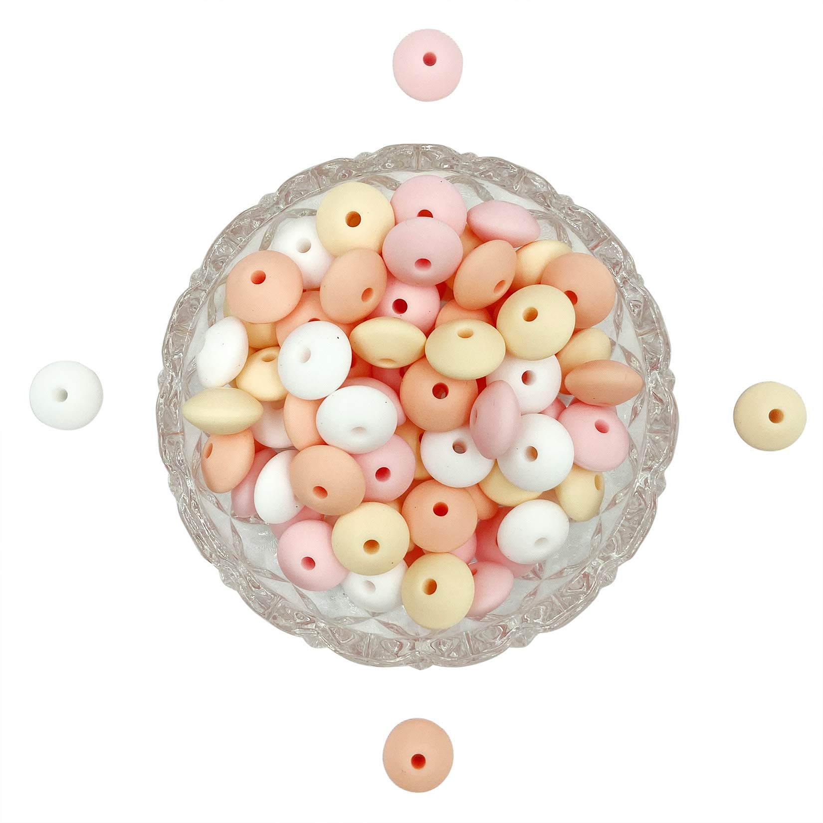 12mm 50pc Silicone Saucer Pink Loose Beads for DIY Bracelet Neckalce