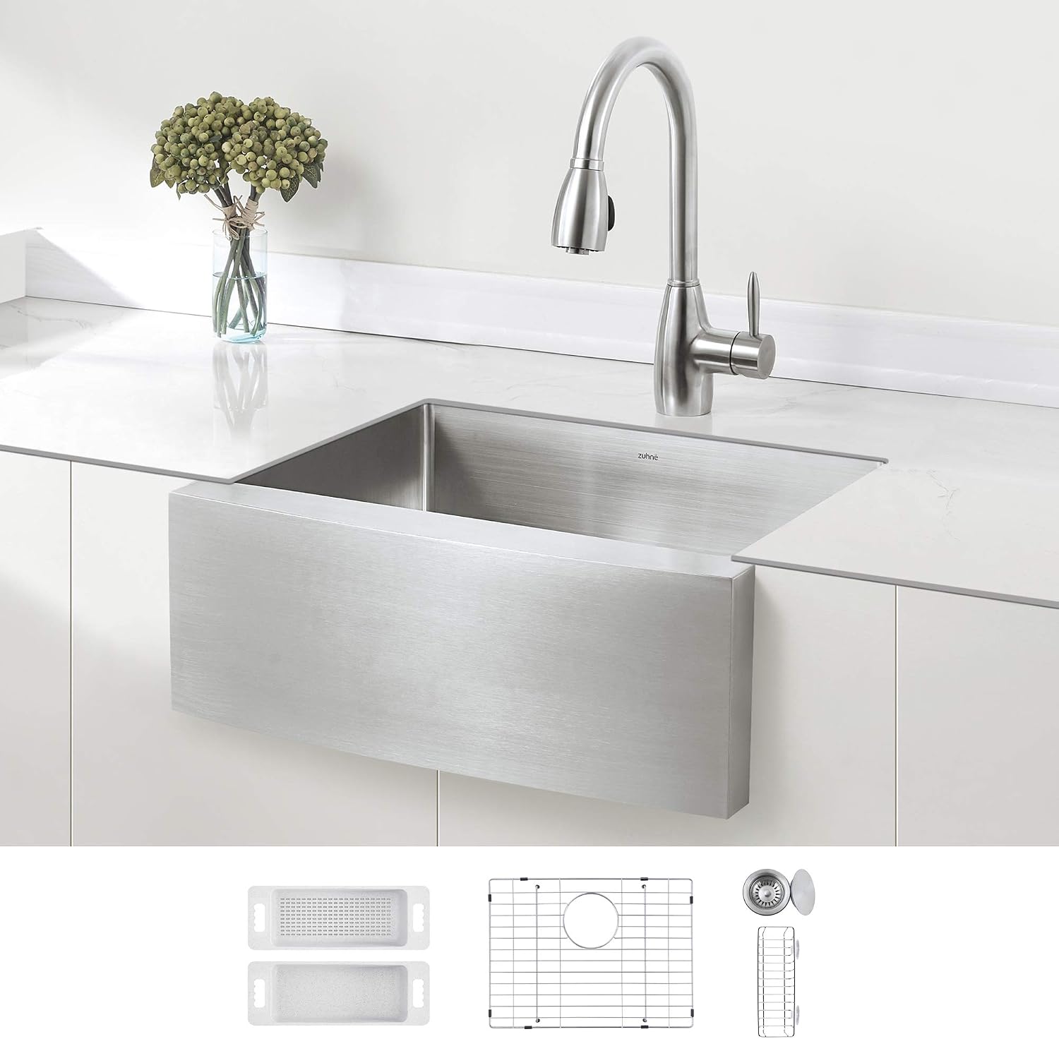 Zuhne Stainless Steel Farmhouse Kitchen Sink 24 Inch Apron Front Zuhne Stainless Steel Farmhouse Kitchen Sink 24 Inch Apron Front