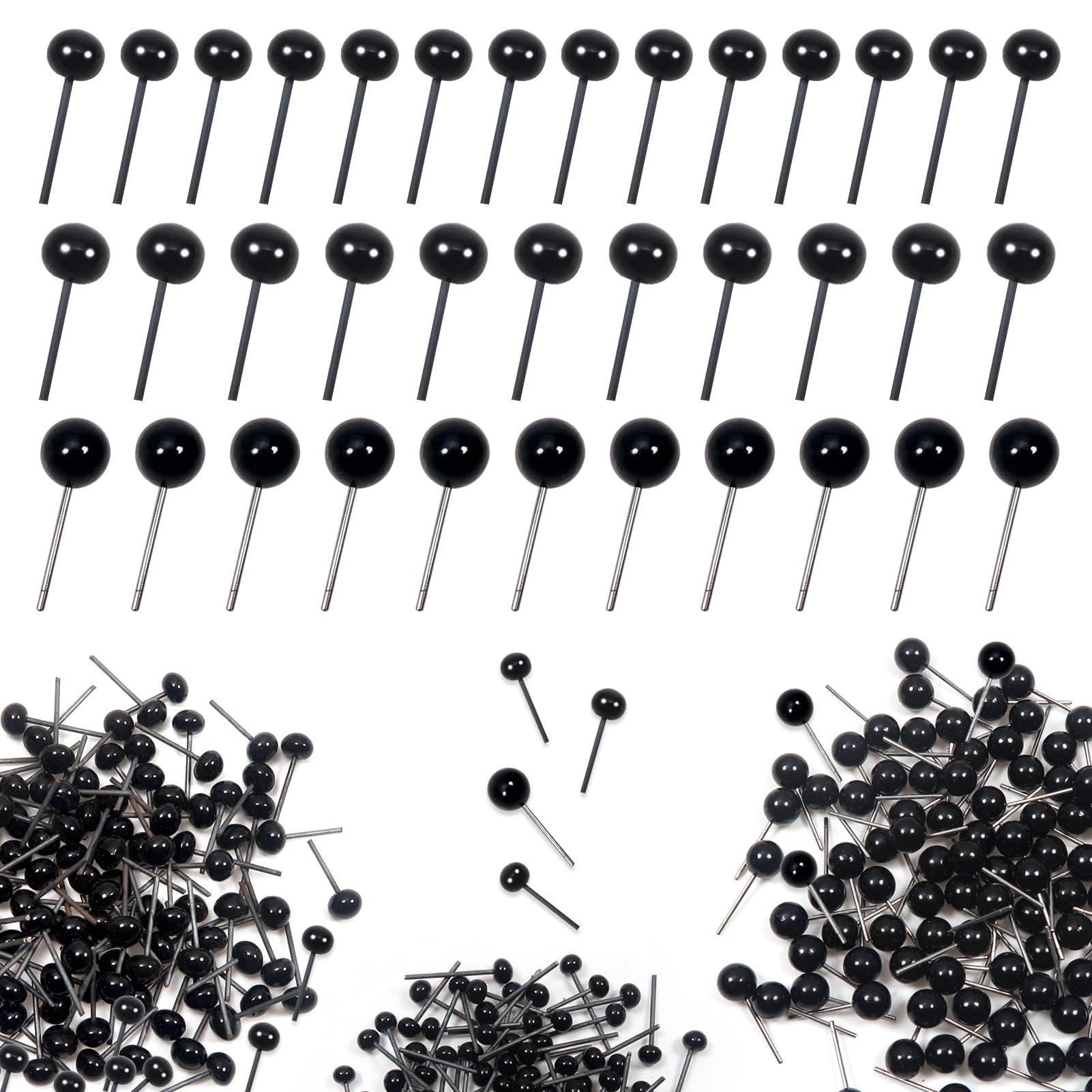 TOAOB 300pcs Crochet Black Eyes Glass Eyes Doll Eyes for Crochet Dolls tuffed Animals Needle Felting Doll Making Crafts 4mm 5mm 6mm