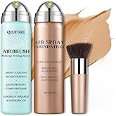 QIUFSSE Airbrush Foundation with Airbrush Setting Spray for Makeup,Long-lasting Waterproof,Buildable Coverage,Lightweight Comfortable,Moisturizing Foundation Makeup (02 Beige)