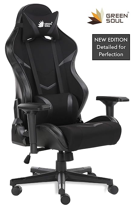 GreenSoul Monster Series Gaming/Ergonomic Chair Batman Edition (Model: GS-734) (Color: Full Black) (Size - Large) (180? Back Recline) (+3 Colors Available)