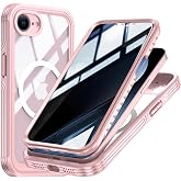 TOPF&amp;B Magnetic Case for iPhone 16E/iPhone 17E Built-in Privacy Screen Protector,Shockproof Full Cover with Camera Protector,Compatible with MagSafe,360 Degree Full Body Case for iPhone 16E/17E,Pink