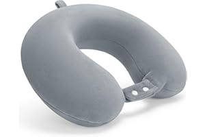 urnexttour Travel Pillow, Upgraded Memory Foam Neck Pillow Airplane, Soft & Support Airplane Pillow for Travelling, Sleeping Rest, Car, Train, Office and Home Use, Light Grey