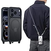 MAGEASY Compatible with iPhone 17 Pro 6.3" Case with Crossbody Strap - 16ft Drop Protection, Compatible with MagSafe | Roam M (Midnight)