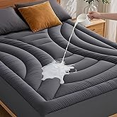 Waterproof Queen Mattress Pad, Noiseless Mattress Protector Queen Size | Quilted Fitted Soft Mattress Topper Cover with 8"-21" Deep Pocket, Machine Washable, Grey, 60x80