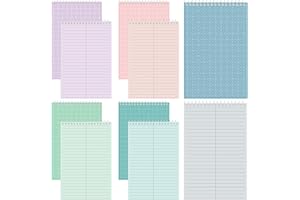 Lincia Top Spiral Steno Pads 6'' x 9'' Gregg Rule Inner Paper Steno Books Notebook Writing Pad for Note Taking in Office, University, College, Work(Mix Color,10 Pcs)