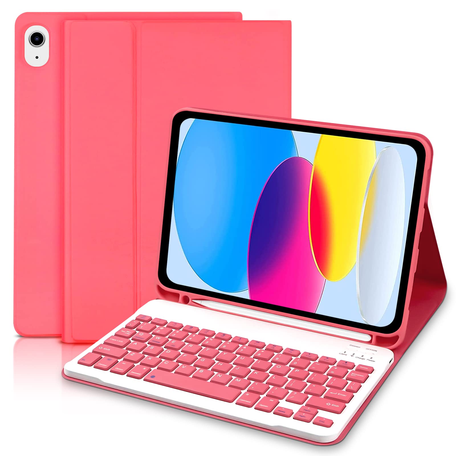 Keyboard Case for iPad 10th Generation 2022/A16 11th Genration 2025 (10.9/11 inch), Case with keyboard for Ipad 10th generation, Slim Smart Case with Bluetooth Keyboard for iPad11/10 Gen,Pink