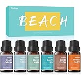 AmaKane Beach Fragrance Oil Set, Summer Essential Oils for Diffuser for Home, Candle Soap Making Scents, Beach Vibes, Sunset Glow, Linen, Salty Sea, Sandy Stroll, Beach Cabana, 6x10ml
