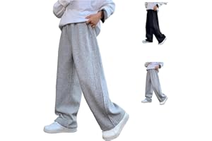 Teen Boys Baggy Sweatpants School Athletic Elastic Waist Wide Leg Pants Cotton Solid Joggers Trendy Pockets Trousers