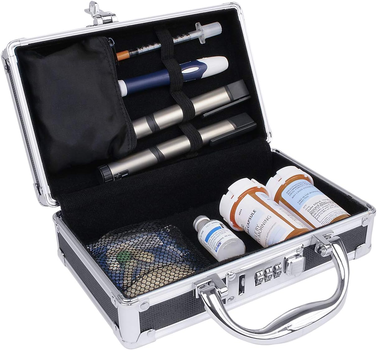 Vaultz Medicine Case with Combination Lock, 8.25 x 5 x 2.5 Inches, Black (VZ00361): Office Products