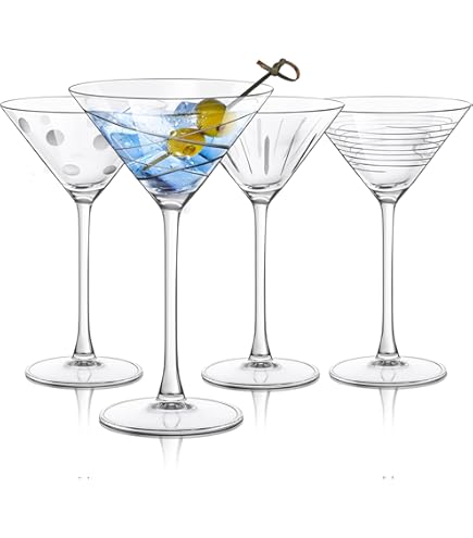 Gnimihz Etched Martini Glasses (Set Of 2) | 9 Oz Hand-Blown Crystal | Lead-Free - View #2