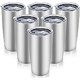 Cool Yoleb 20 oz Tumblers Bulk Stainless Steel Tumbler with Lid Double Wall Vacuum Insulated Coffee Mug 20oz Powder Coated Cup for Hot and Cold Drinks, Stainless, 6 pack