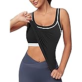 Blooming Jelly Women Workout Tank Tops Color Block Athletic Tops Crop Yoga Tops with Built in Bra