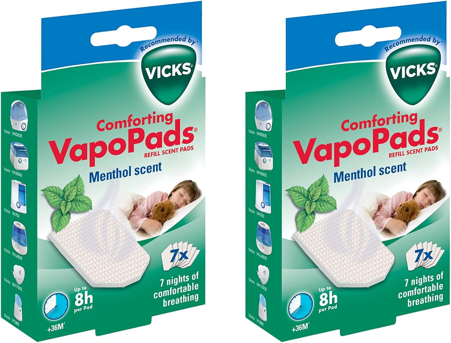 2 x Vicks Comforting Soothing Menthol VapoPads 2 packs of 7 = 14 Pads