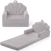 Blissful Diary Foldable Toddler Couch, 2-in-1 Comfy Toddler Chair & Lounger for Reading, Nap, Playroom, Kids Couch Sofa for 1 2 3+ Year Old Girls Boys Baby Birthday Gift, Gray Shell