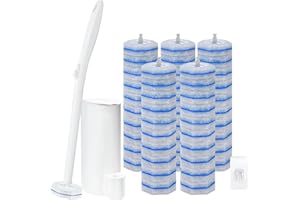 Disposable Toilet Bowl Cleaner Brush and Holder, with 50 Toilet Wand Refills fit Clorox, Upgraded 3-Layer & Clamping System, 