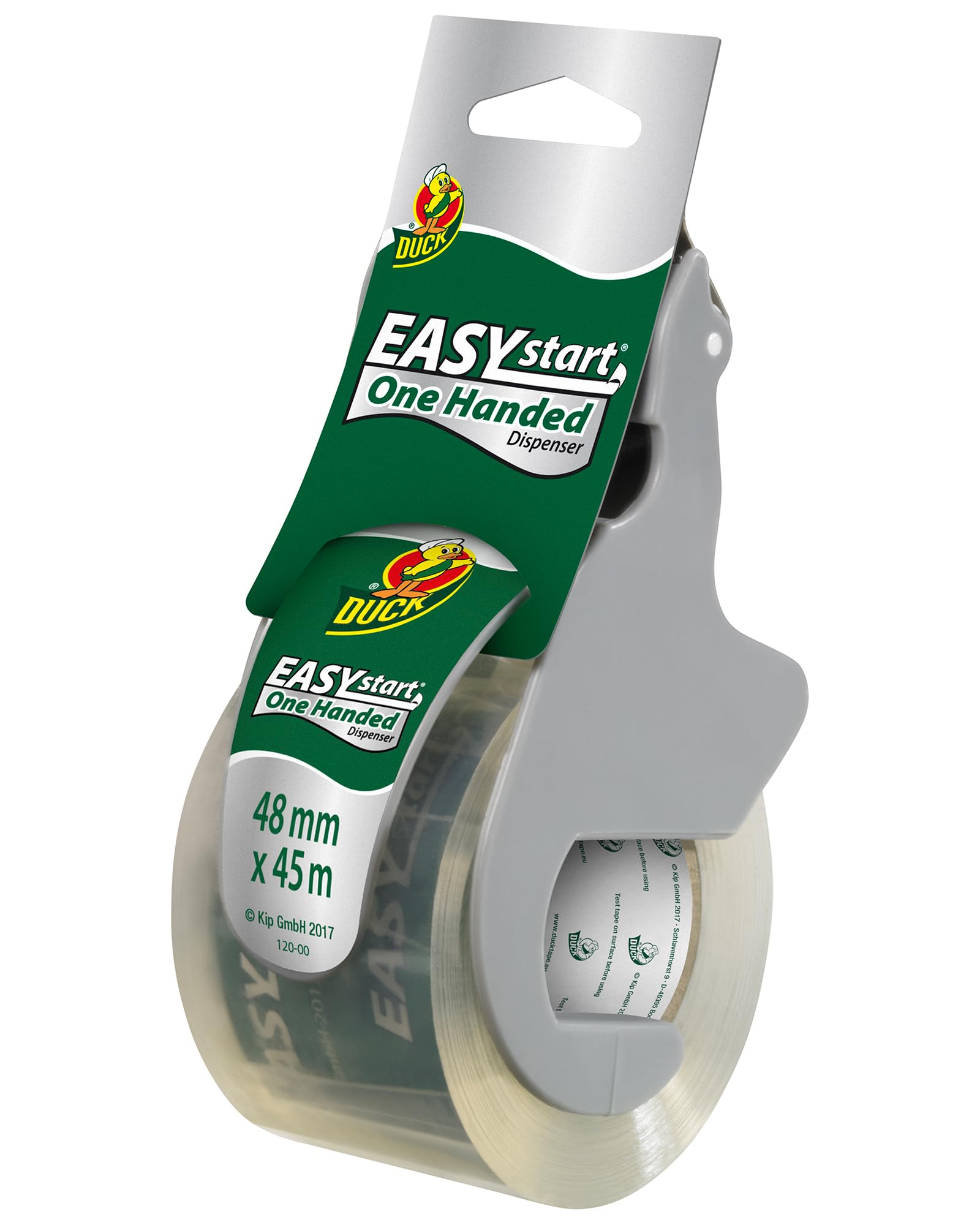 Duck Easy Start Packing Tape - Transparent Tape for Careful Quick Packaging with One Hand - Also for Heavy Boxes - 48 mm x 45 m