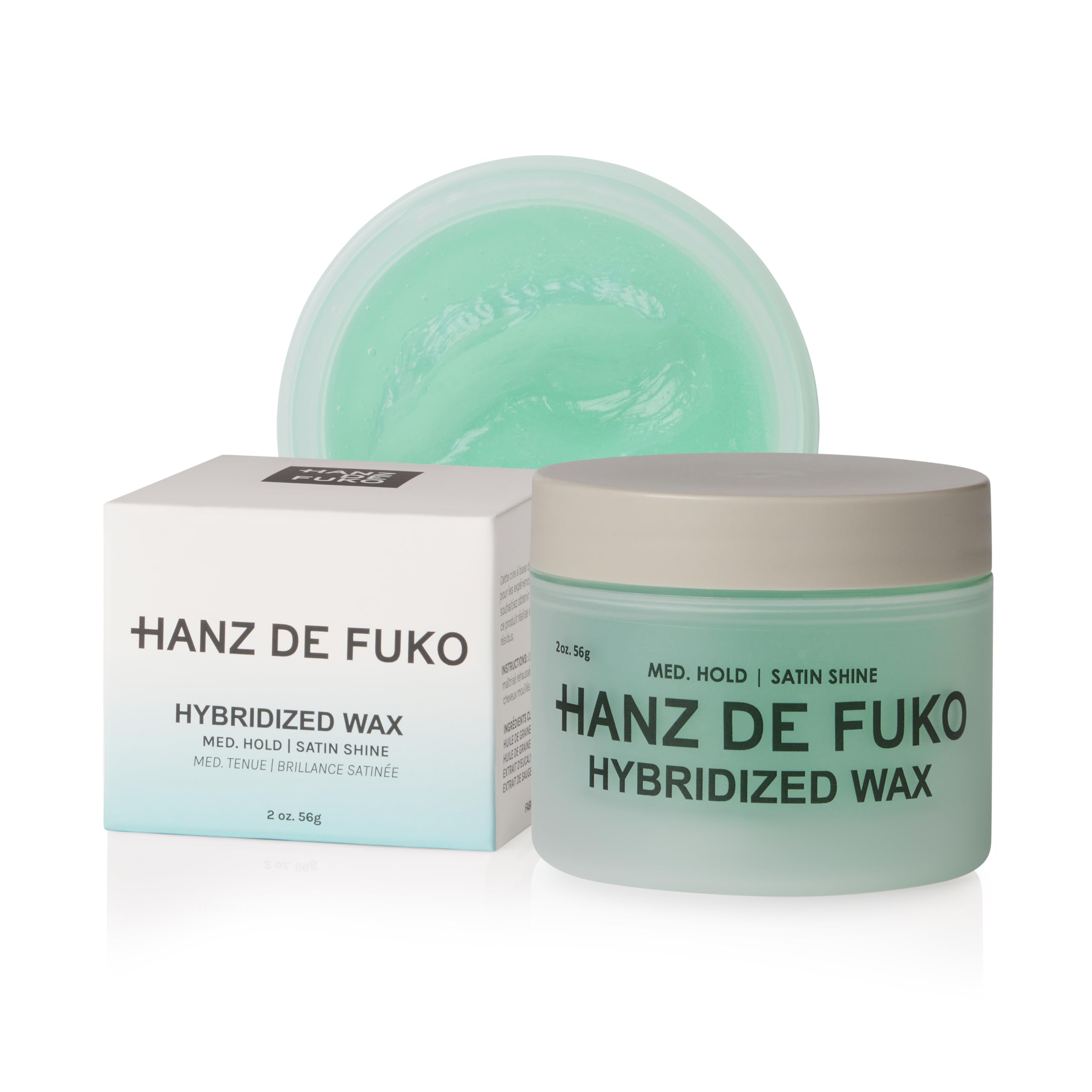 HANZ DE FUKO Hybridized Wax - Premium Water-Based Wax with Medium Hold Satin Finish - All Hair Types - 56g