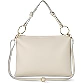 Italian Calf Leather Shoulder Bag for Women | Rectangular Handbag Purse with Zipper, Top-Handle & Crossbody Strap
