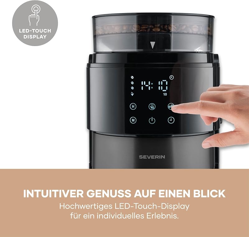 Filter-Kaffeemaschine, Thermokanne, Mahlwerk, bis zu 8 Tassen, 1L — Foto 6 von 8