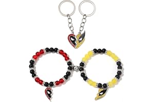 Drogomen Deadpo and Wolvers Bracelet, Best Friend Bracelet Keychain Gifts for 2 Dead Heroes Matching Bracelet Keychain Set