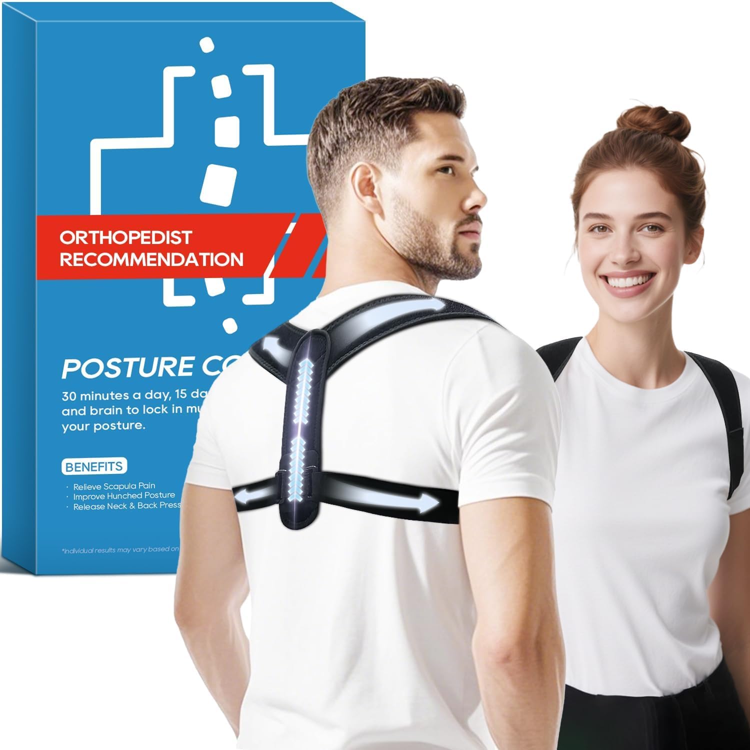 Photo 1 of Duoorra Posture Corrector for Women and Men, Adjustable Upper & Mid Back Brace for Neck, Shoulder & Back Support, Breathable Back Straightener for Pain Relief and Better Posture