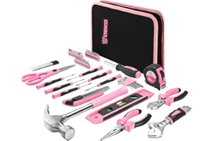 DEKO Pink 71 Piece Household Tool Kit,Ladies Portable Tool Set with Easy Carrying Pouch, Perfect for DIY Projects, Home Maint