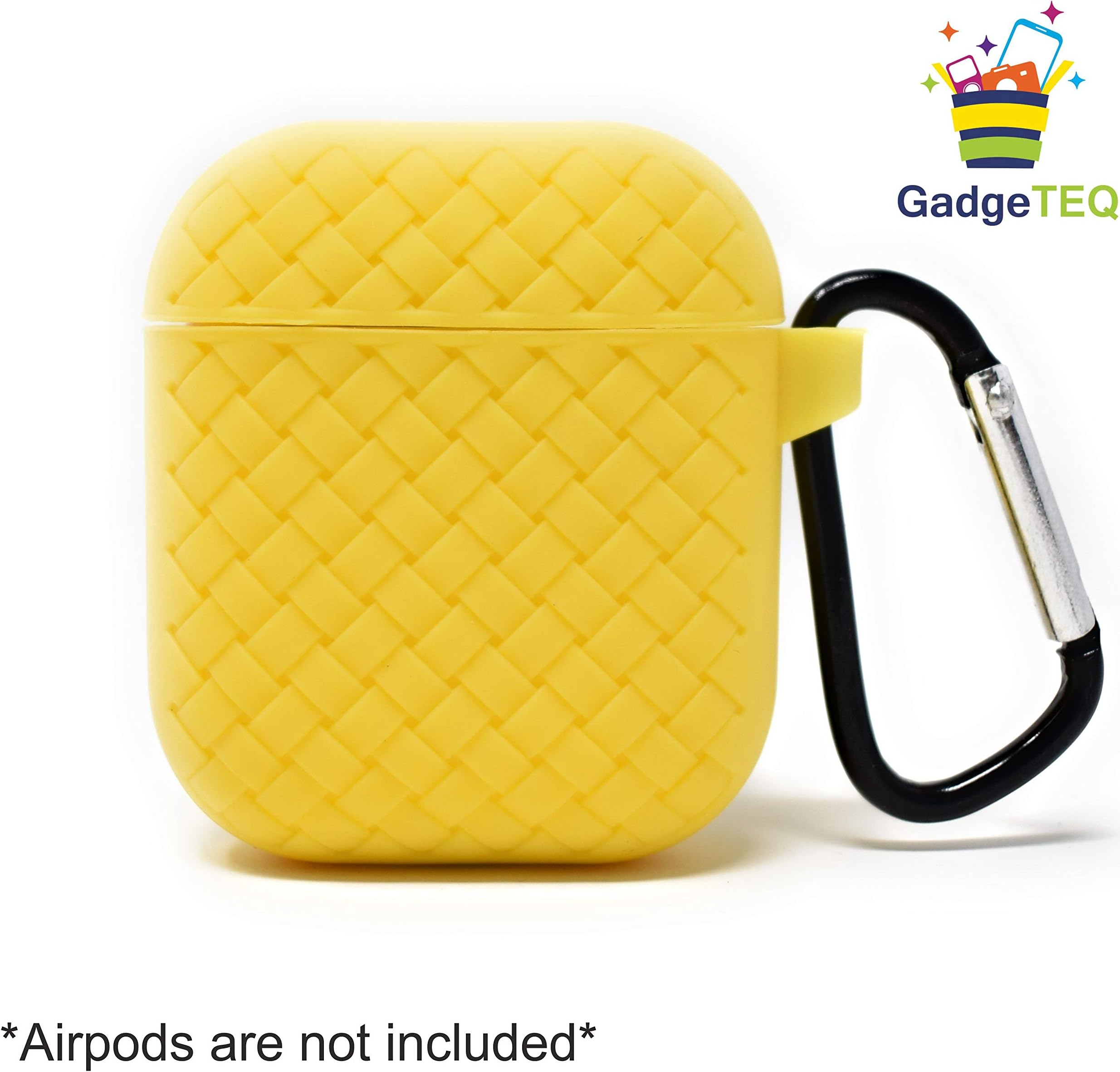 GadgeTEQ Wireless Airpods Jute Design Silicone Protective Cases for Apple Airpods Earphone Accessories (Yellow)