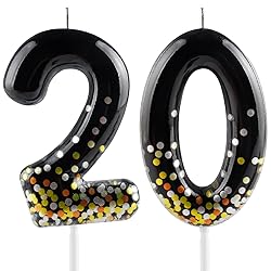 Hongplus Black Gold Confetti Number 20 Birthday