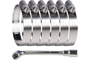 SMLCON 6 Pack Stainless Steel Hose Clamps - Adjustable 1.5" - 2.5" (40-63mm) Worm Gear Hose Clamps with A Socket Wrench for Plumbing,Automotive And Mechanical Application
