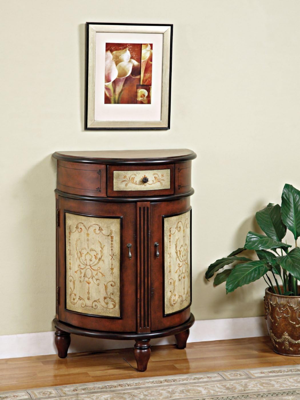 Amazon Com Powell Masterpiece Half Round 2 Door 1 Drawer Accent
