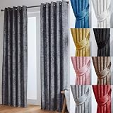 John Aird Crushed Velvet Eyelet Curtains Dark Grey 66x54 Pair