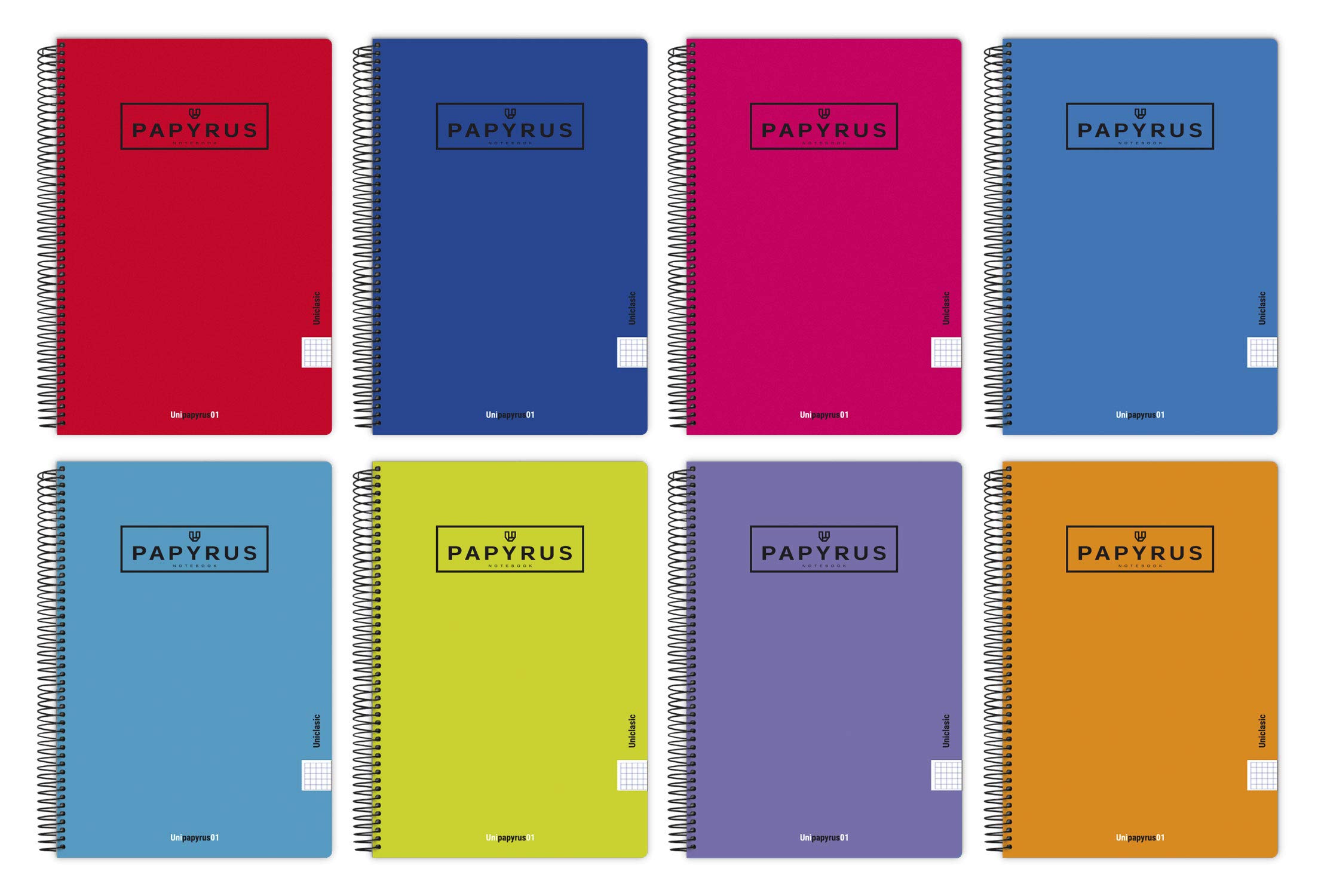 Unipapel 98450097 Pack of 10 Notebooks 3.5 mm, Quarter Size, Papyrus 01- Uniclassic, Folio Size, 80 Sheets, 90 g, Random Assorted Colours