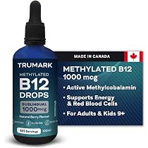 TRUMARK Methylated Vitamin B12 Drops 1000mcg, 625 Servings, Sublingual Liquid B12 Methylcobalamin, Helps Energy Metabolism & Red Blood Cell Formation | Vegan | Natural Berry Flavour - 100 mL