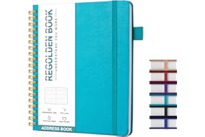 Regolden-Book Address Book with Alphabetical Tabs, Hardcover Address Organizer for Record Contacts, Telephone Book for Seniors, Internet Log Book Journal with Password, Pen Loop, Pocket, (5.7x7.2")