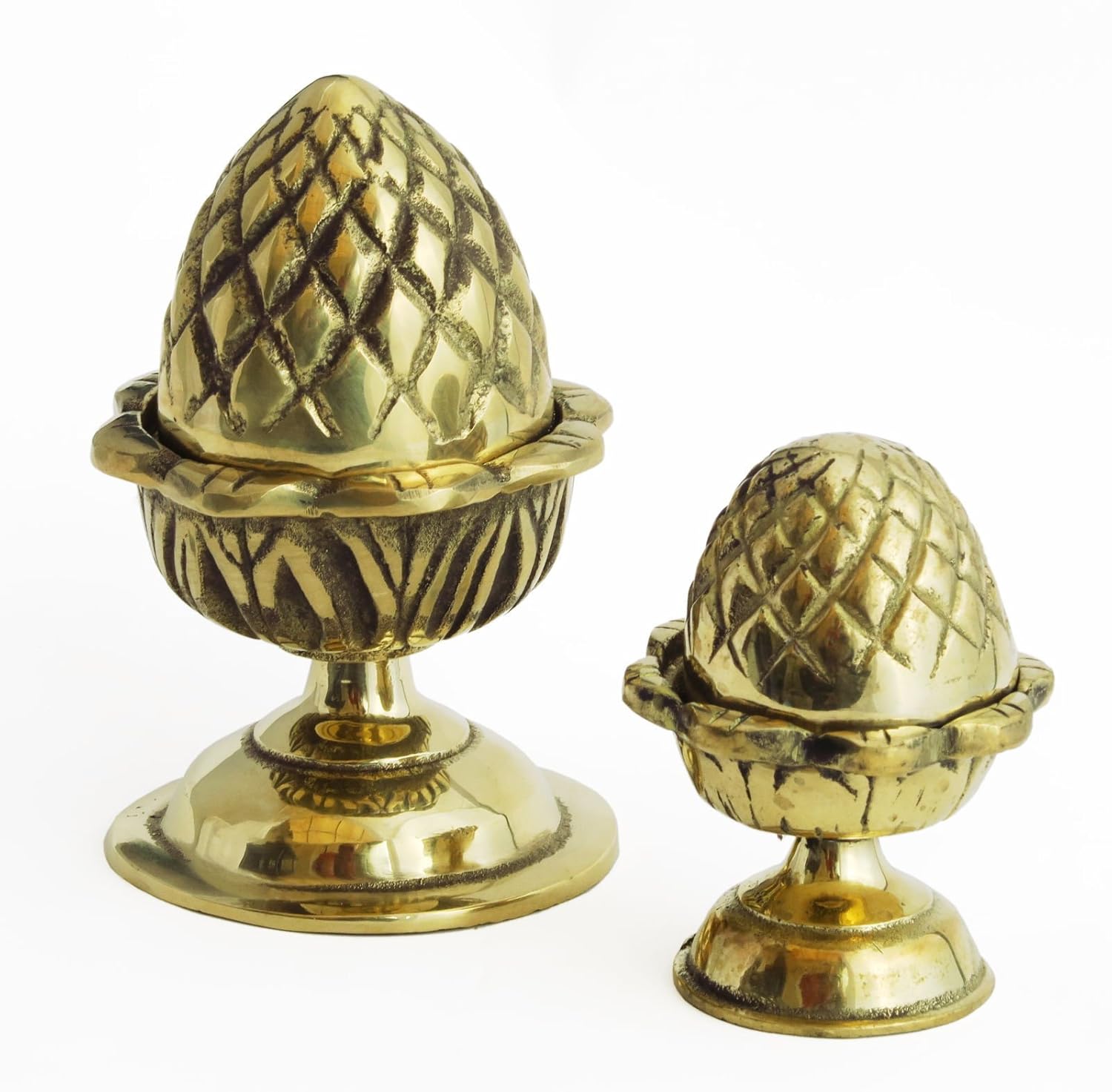 Pair Of Solid Brass Curtain Pole Pinecone Finials Choice Of