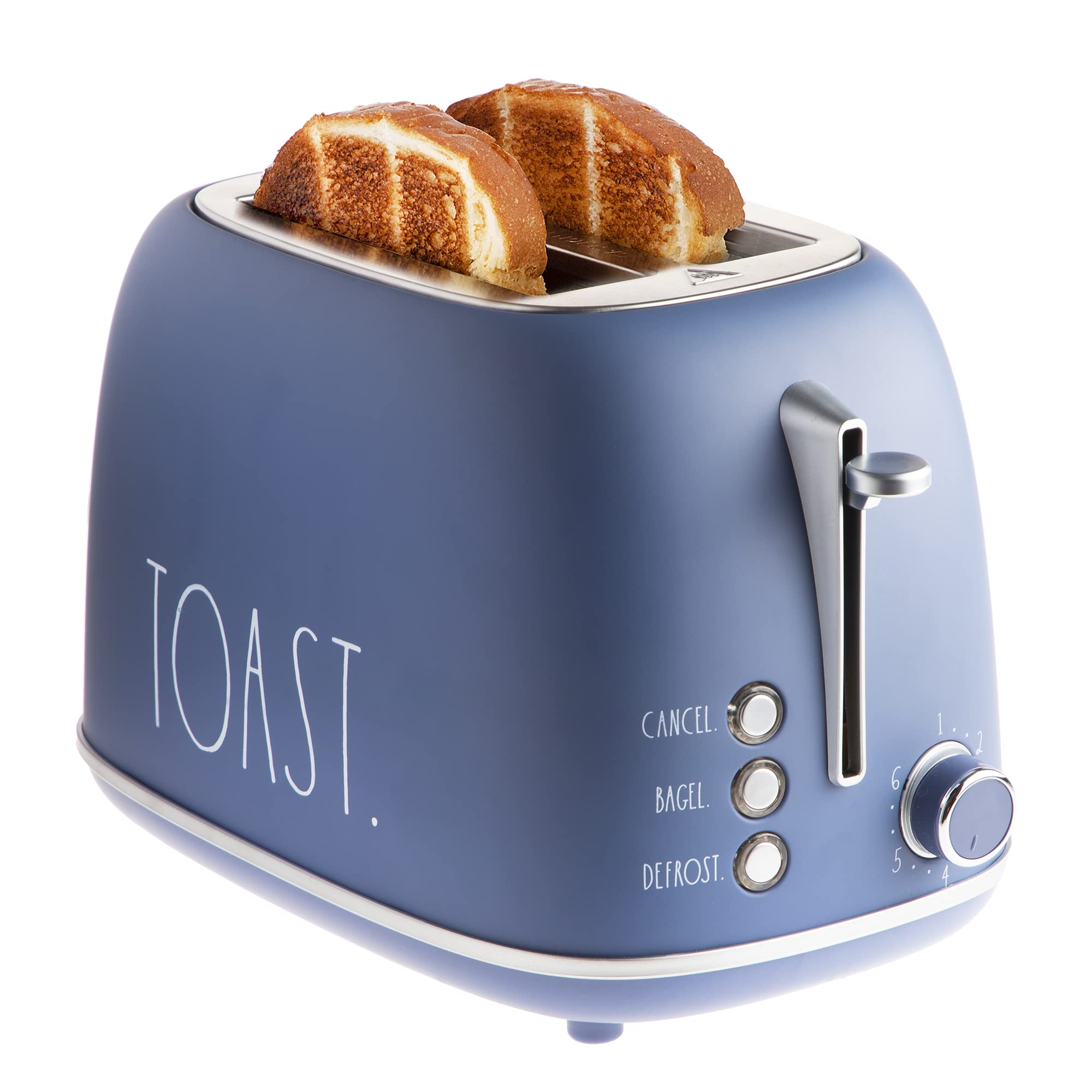 Photo 1 of Rae Dunn Retro Rounded Bread Toaster, 2 Slice Stainless Steel Toaster with Removable Crumb Tray, Wide Slot with 6 Browning Levels, Bagel, Defrost and Cancel Options, Navy