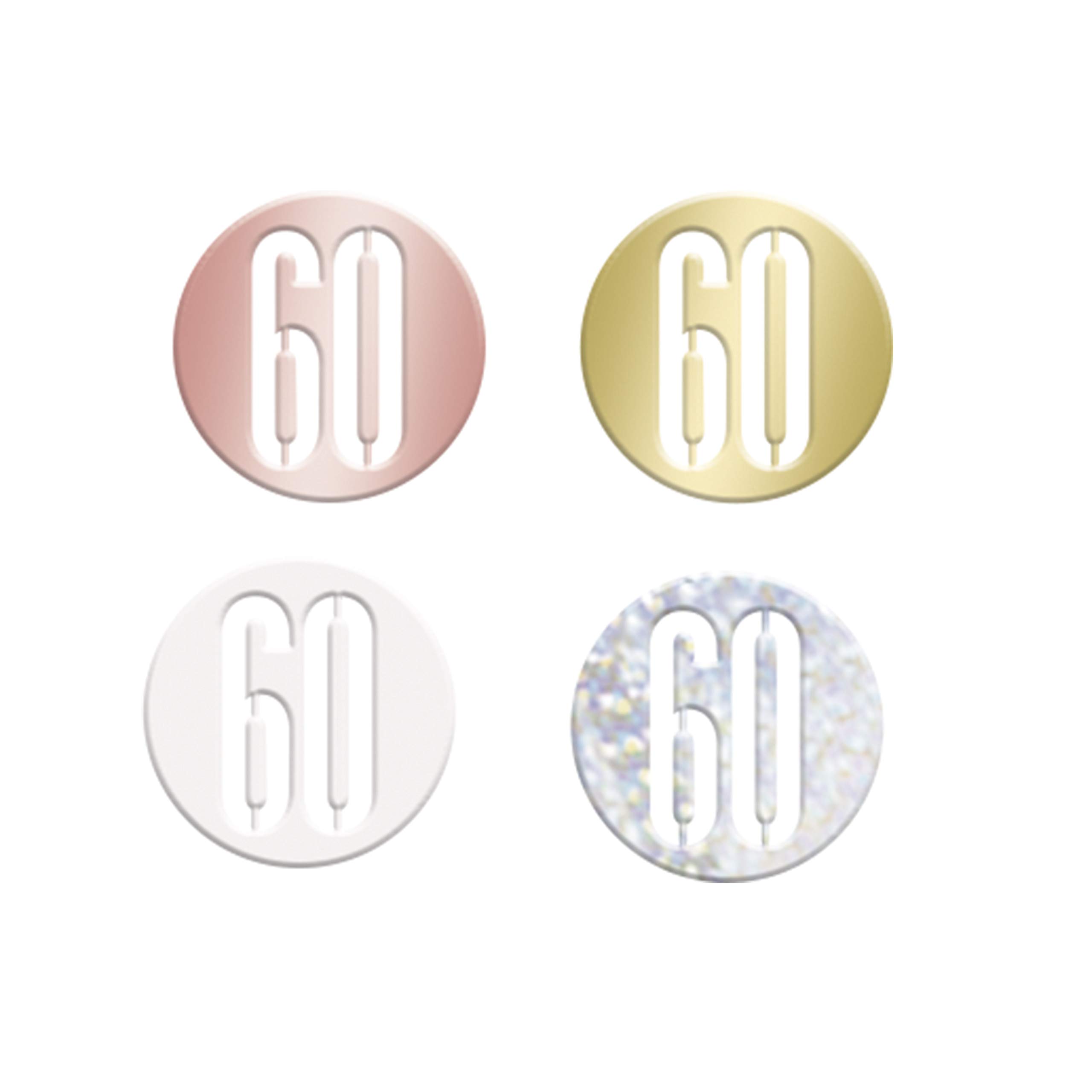 Unique 84951 Birthday Confetti Cutouts-5 oz. | Glittery Rosegold| 1 pack, Rose Gold, Age 60