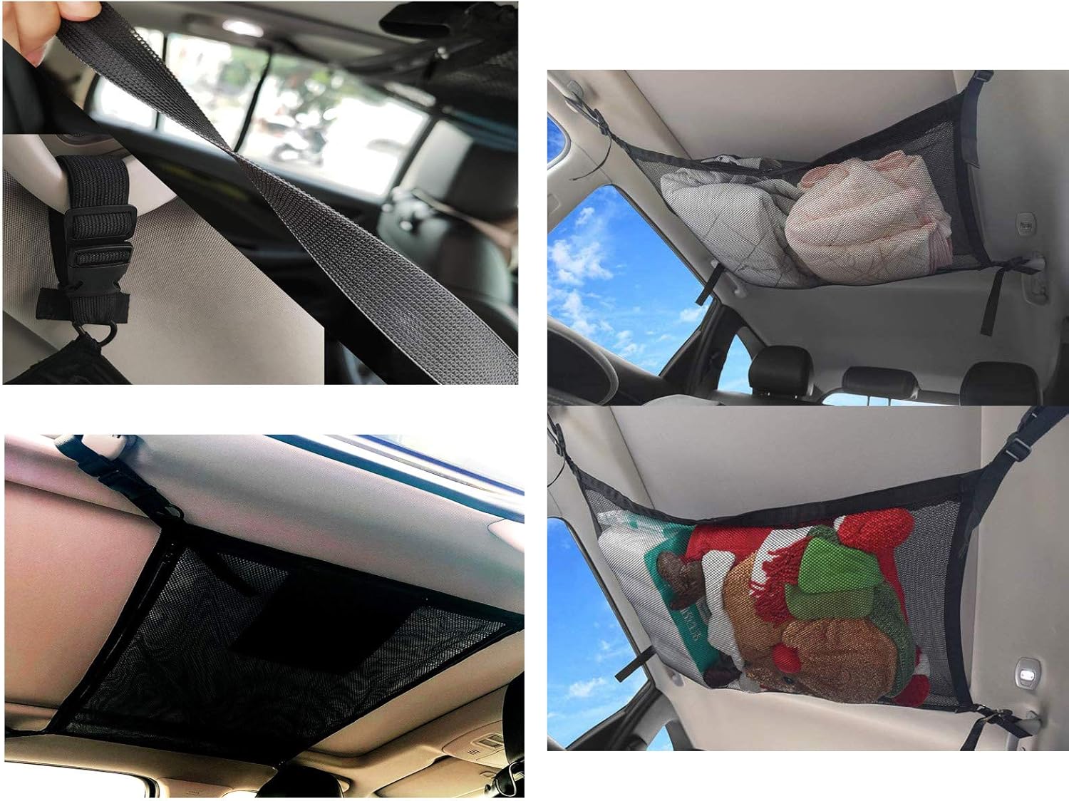 Amazon 釣り ロッドベルト 車用ロッドホルダー マジック式車内固定マルチベルト 車内天井専用 伸縮性 車用 荷崩れ防止 荷物固定 落下防止 収納に便利 54x80cm キャリアアクセサリ 車 バイク