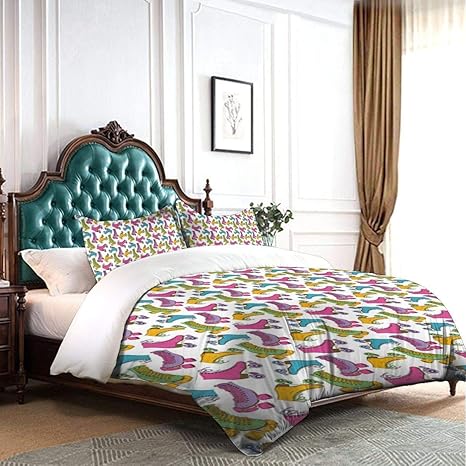 Amazon Pnejoef おしゃれ 布団カバー クイーン 4点セット 鮮やかな色のレトロなカラフルなローラースケート女の子スポーツ趣味イラスト 寝具カバーセット 掛布団カバー ボックスシーツ 枕カバー 2 寝具カバーセット 寝具カバーセット オンライン通販