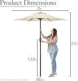 Christow Garden Parasol Umbrella Polyester Canopy Steel Sunshade with Crank view 7