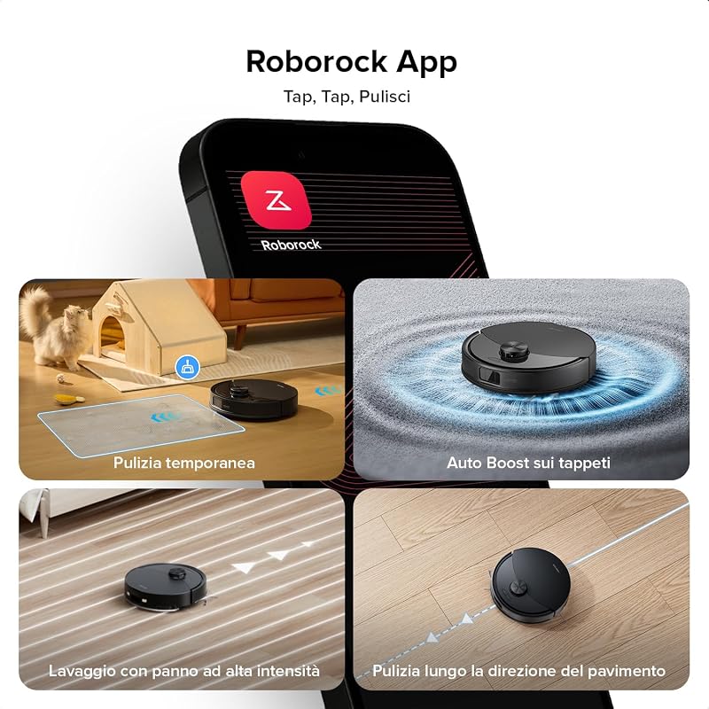 Q10 S5 Set Robot Aspirapolvere 10.000Pa, Panno Sollevabile, Nero