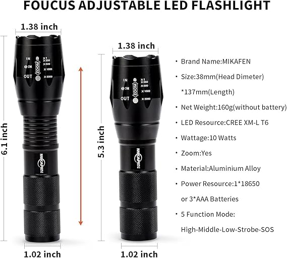1600 Lm Ultra Bright Cree Xml T6 Led Bulb Mikafen Led Tactical Flashlight Flashlights