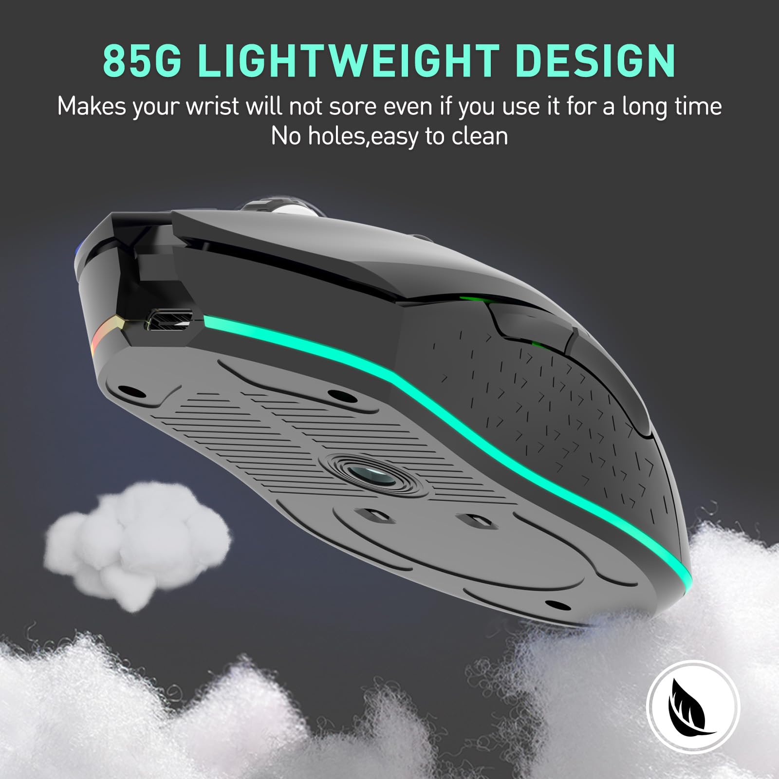 DAREU EM901X Wireless Gaming Mouse with Charging Dock Rechargeable RGB,12K DPI,7 Programmable Buttons High-Precision Sensor [300IPS] [1000Hz] for PC Notebook Mac