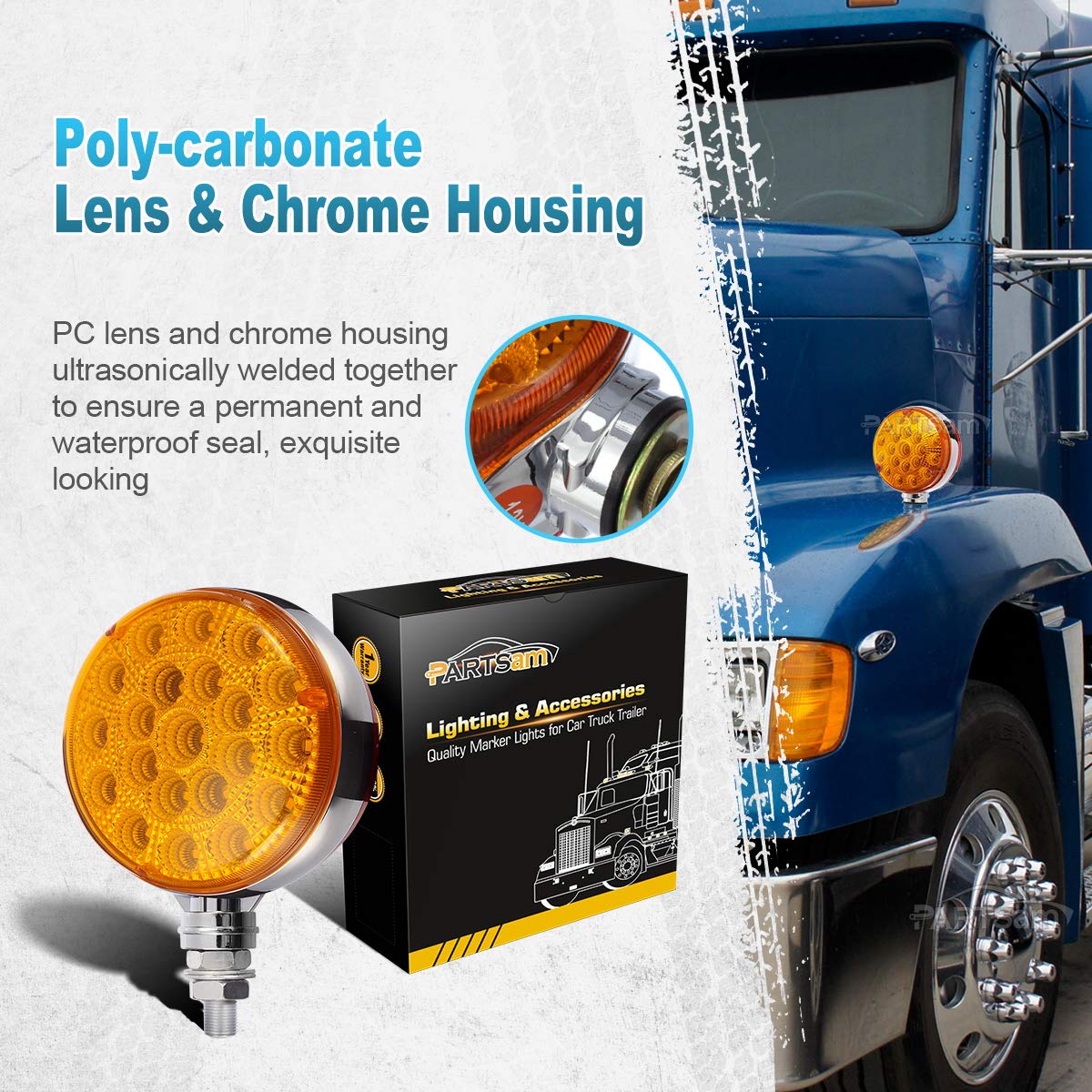 Commercial Truck Fenders Chrome Plastic 4 Round Pedestal Fender Cab