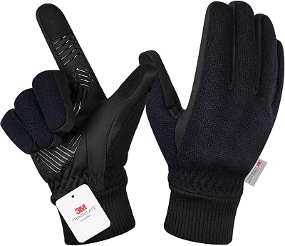 BIKINGMOREOK Winter Gloves Men Women 3M Thinsulate Touchscreen Warm Black L
